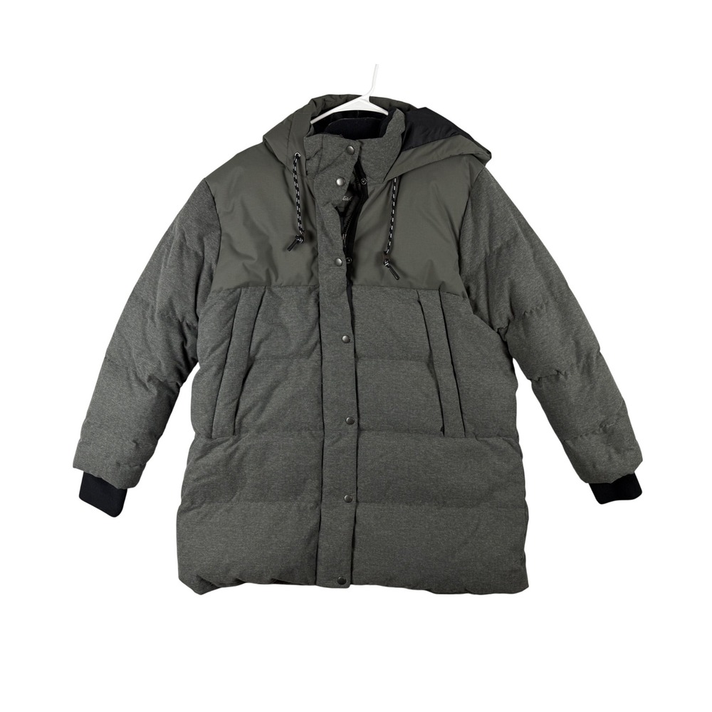 Eddie Bauer Womens Menoken 2XL Grey Olive Down Puffer Parka Hooded Winter Coat
